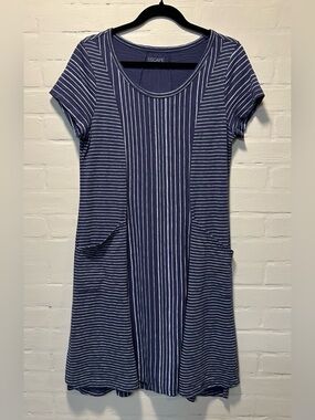 Escape by Habitat Blue Striped Cotton Tunic Lagenlook Nautical Dress Size S